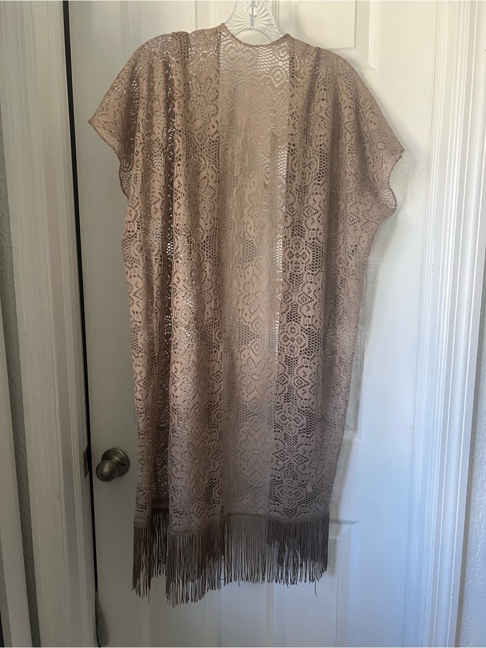Lace Crochet Fringe cover Beige
